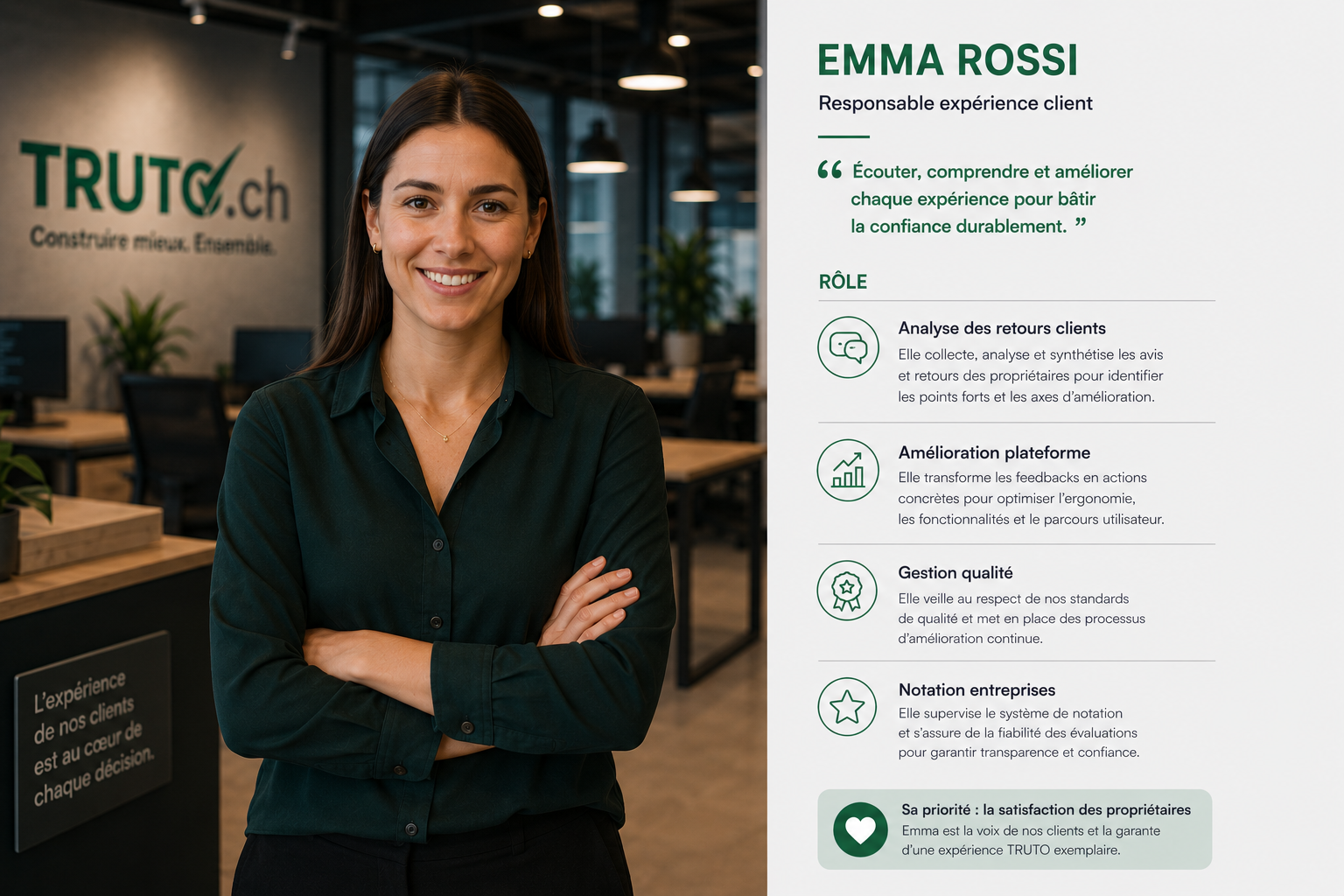 Emma Rossi, responsable expérience client TRUTO.ch